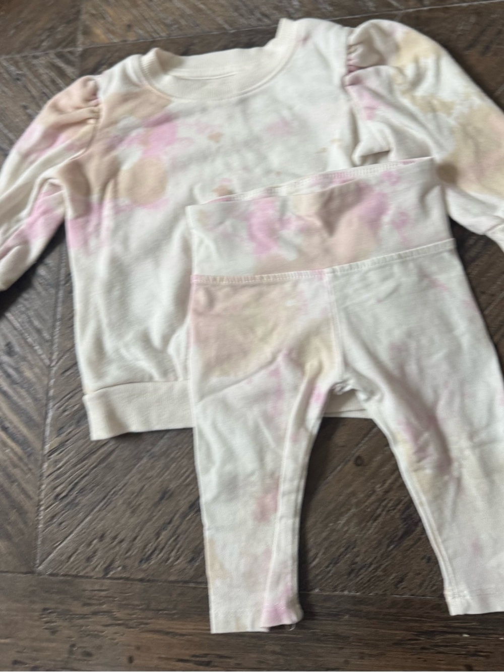 Grayson Mini Tie-Dye Legging Set - Cream with Pink Accents